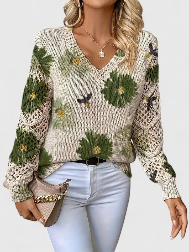 Women's Cardigan | Floral Knit Pattern, Airy Sleeves 9