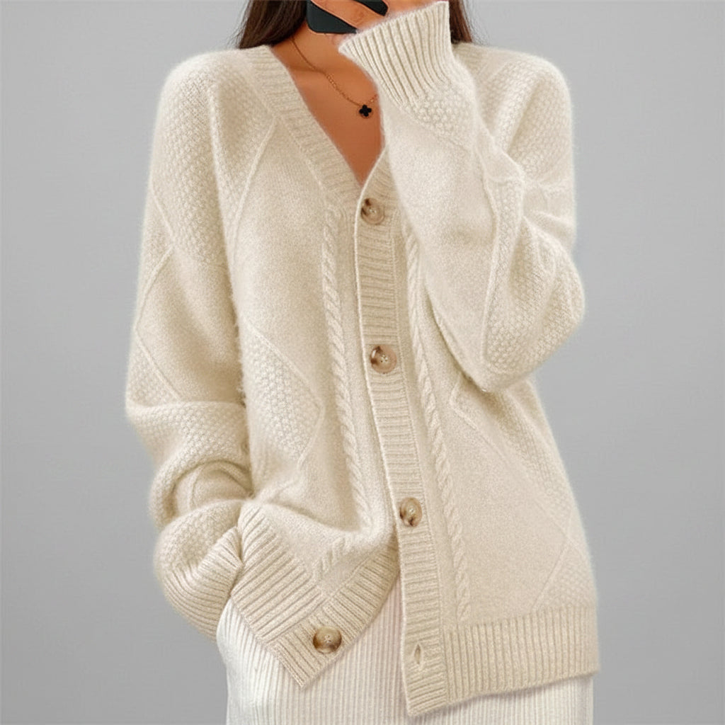 Women's Cashmere Cardigan | 100% Premium, Long Sleeves, Button Closure 0