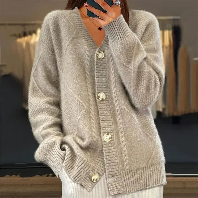 Women's Cashmere Cardigan | 100% Premium, Long Sleeves, Button Closure 1