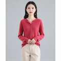 Women's Cashmere Cardigan | Merino Wool Blend, Elegant Round Neck 0