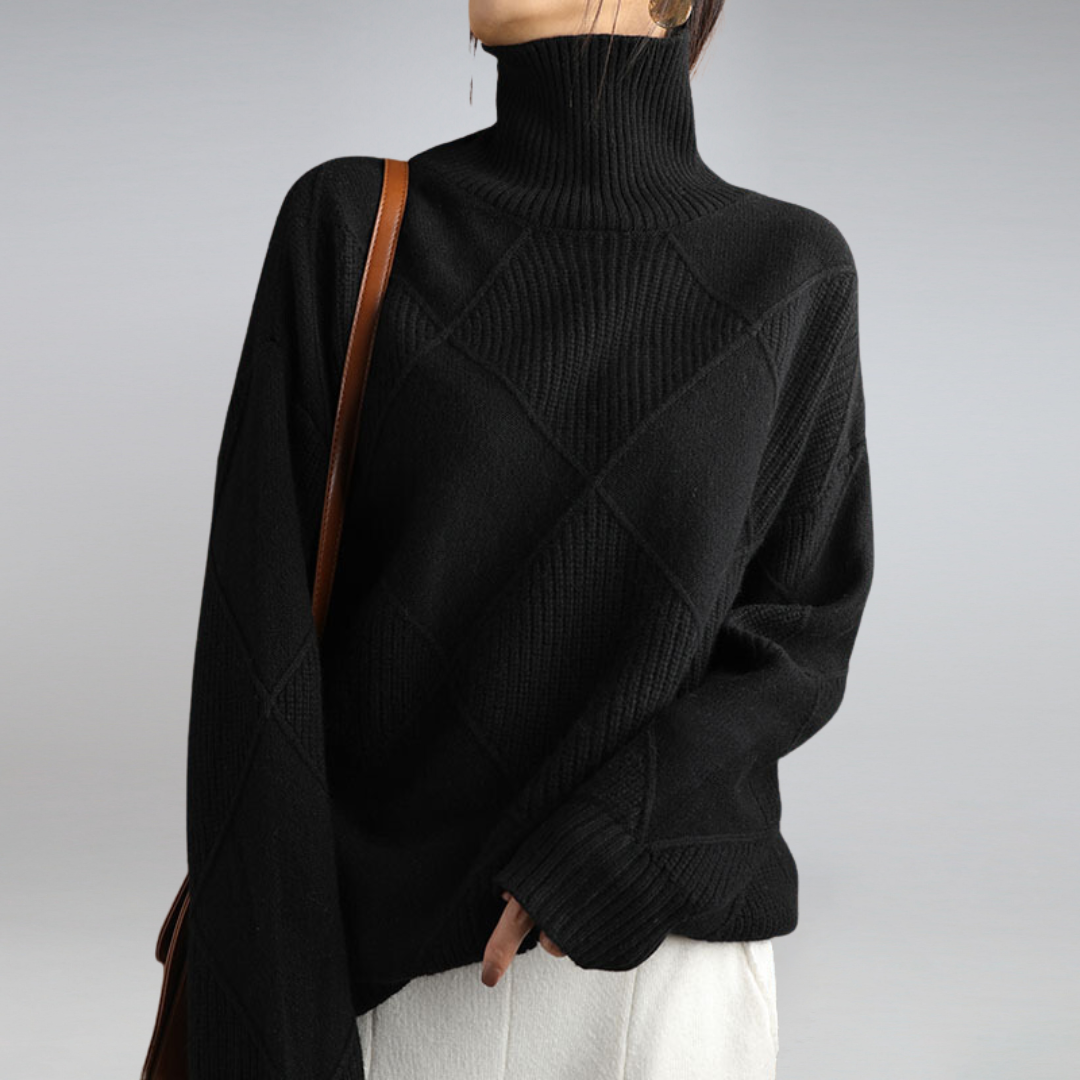 Women's Cashmere Sweater | Black Turtleneck, Elegant Fit 4