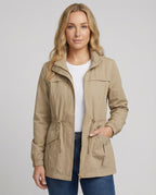 Women's Casual Utility Jacket | Drawstring Waist, Flap Pockets, Lightweight 0