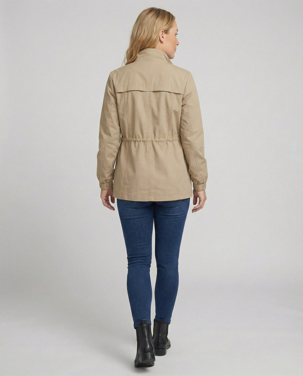 Women's Casual Utility Jacket | Drawstring Waist, Flap Pockets, Lightweight 1