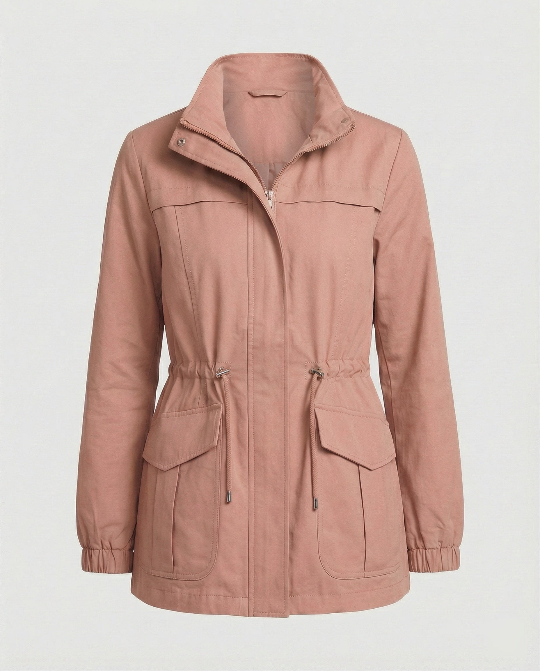 Women's Casual Utility Jacket | Drawstring Waist, Flap Pockets, Lightweight 8