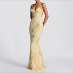 Women's Cocktail Dress | Elegant Backless Floral Design, Slim Fit 2