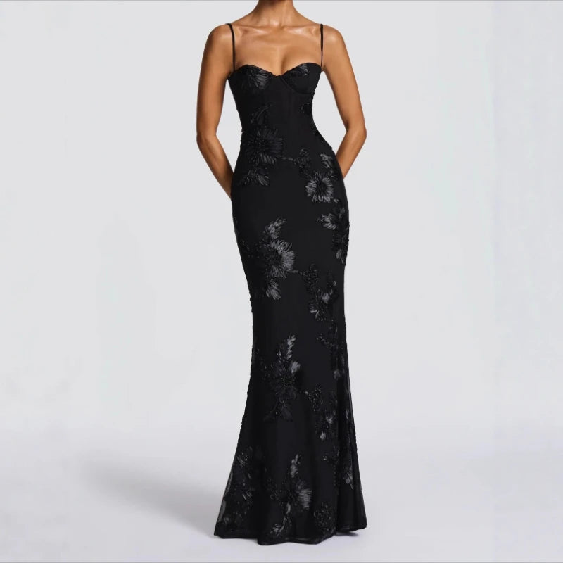 Women's Cocktail Dress | Elegant Backless Floral Design, Slim Fit 4