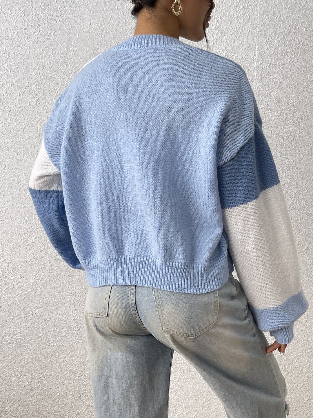 Women's Cropped Cardigan | Bold Colour Block, Open Front, Relaxed Fit 1