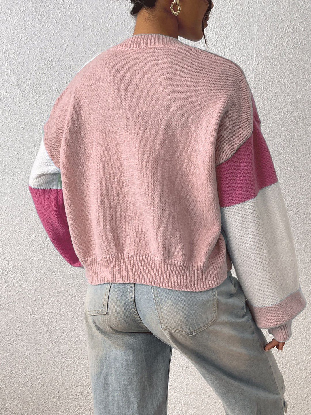 Women's Cropped Cardigan | Bold Colour Block, Open Front, Relaxed Fit 4