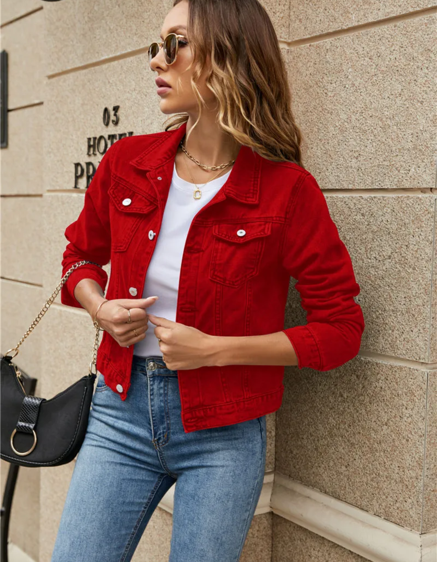 Women's Cropped Denim Jacket | Classic Collar, Button Front, Chest Pockets 5