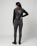 Women's Denim Biker Gilet | Dark Wash, Adjustable Waist Belt, Sleeveless Design 1