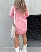 Women’s Denim Mini Dress | Puff Sleeve, Smocked Cuffs 2