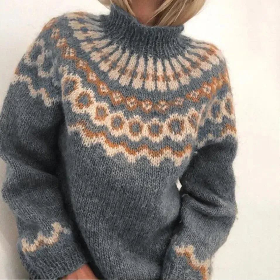 Women's Fair Isle Turtleneck Sweater | Long Sleeve Knit Pullover, Flattering Fit 0
