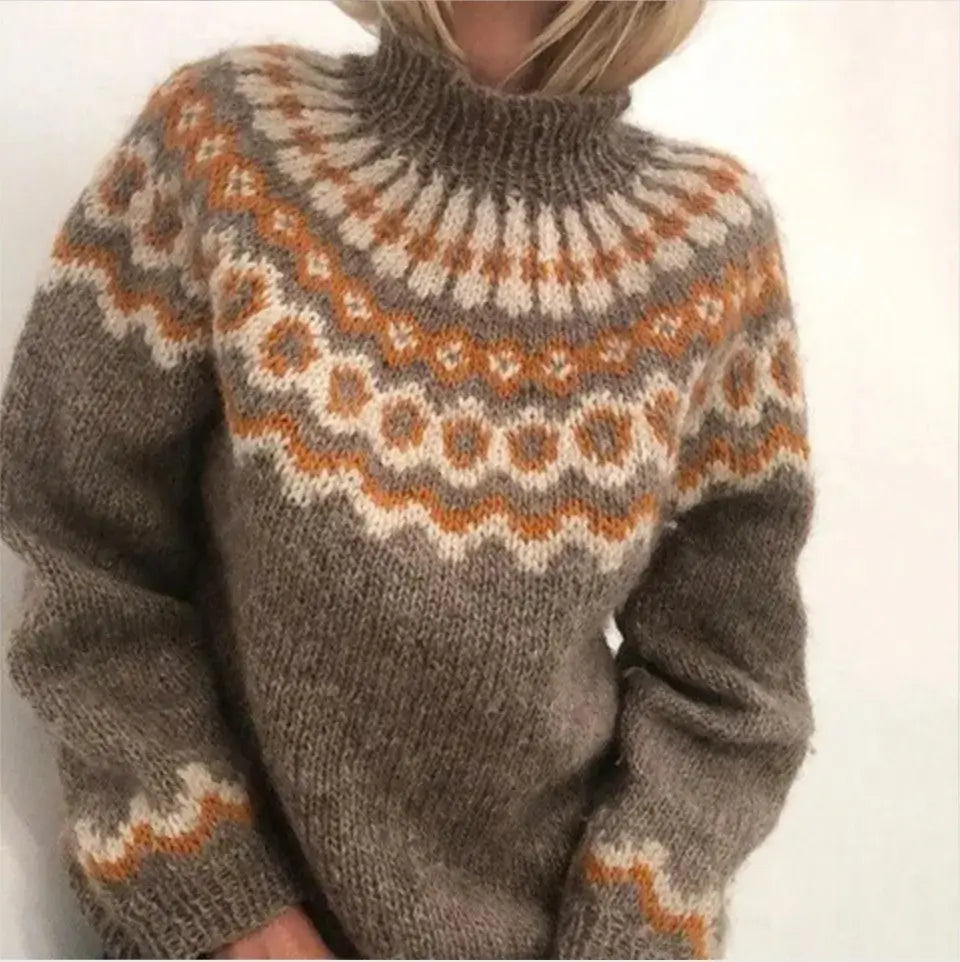 Women's Fair Isle Turtleneck Sweater | Long Sleeve Knit Pullover, Flattering Fit 1