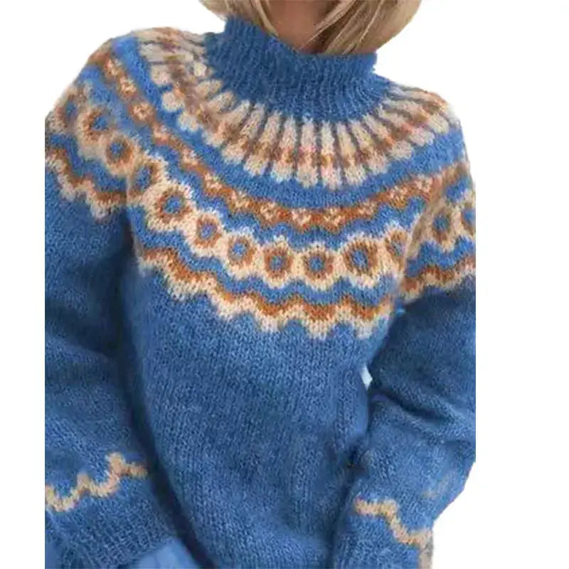 Women's Fair Isle Turtleneck Sweater | Long Sleeve Knit Pullover, Flattering Fit 2