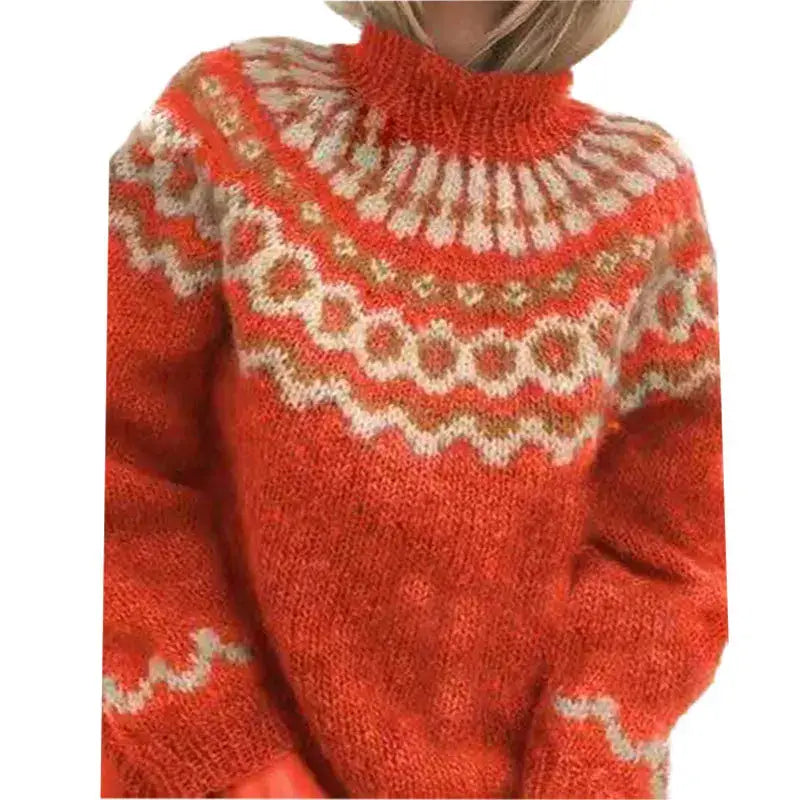 Women's Fair Isle Turtleneck Sweater | Long Sleeve Knit Pullover, Flattering Fit 3