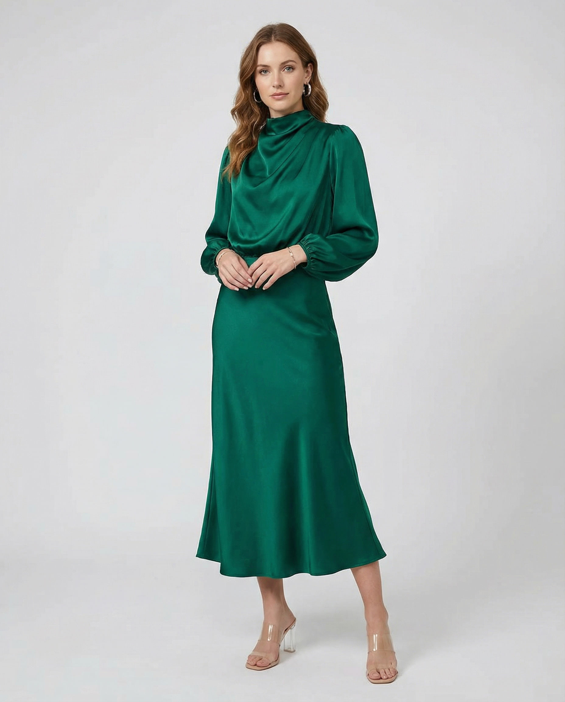 Women's Formal Dress | Elegant Long Sleeve Satin Cocktail Dress 1