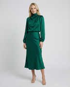 Women's Formal Dress | Elegant Long Sleeve Satin Cocktail Dress 2