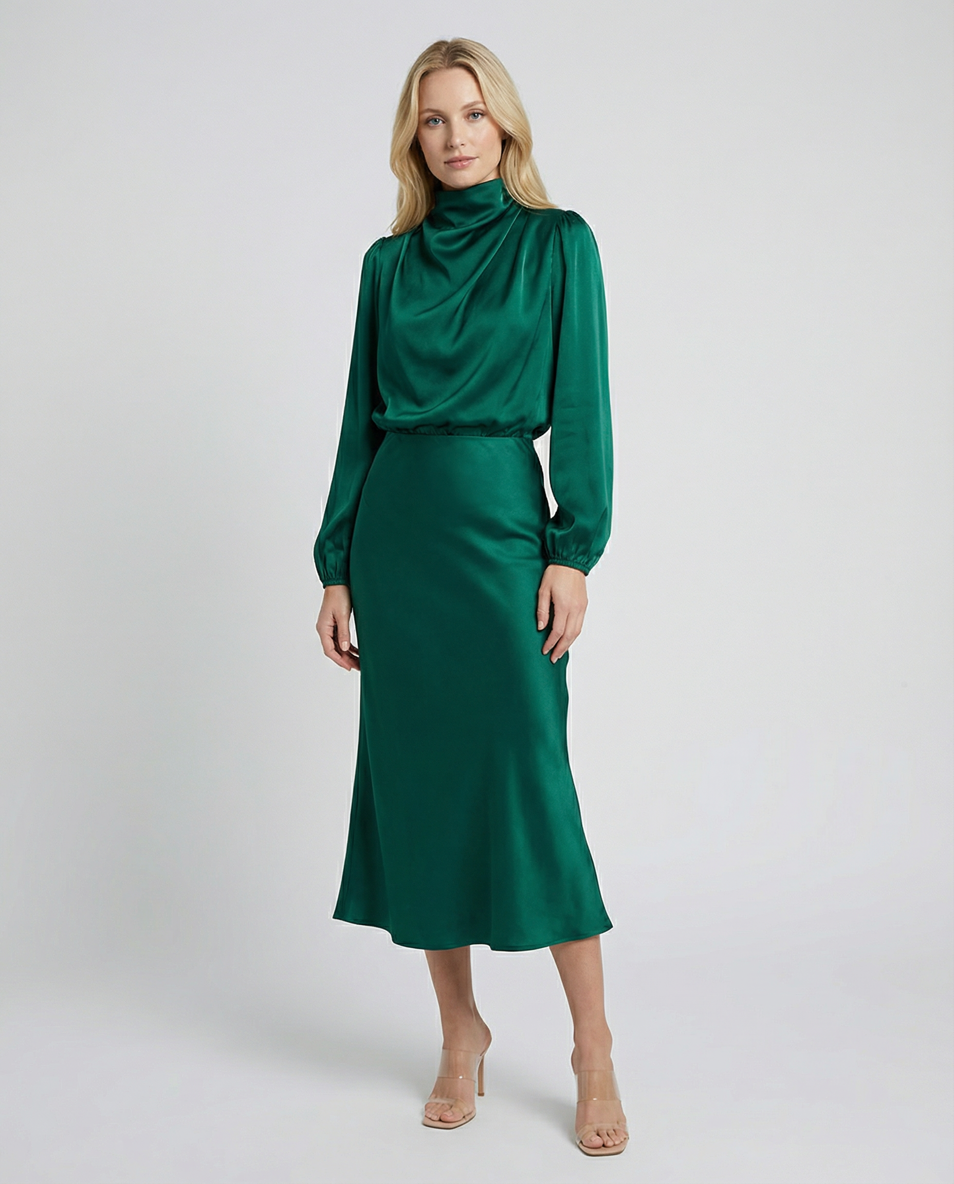 Women's Formal Dress | Elegant Long Sleeve Satin Cocktail Dress 2