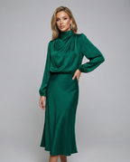 Women's Formal Dress | Elegant Long Sleeve Satin Cocktail Dress 3
