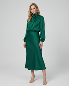 Women's Formal Dress | Elegant Long Sleeve Satin Cocktail Dress 4
