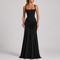 Women's Formal Maxi Dress | Ruched Waist, Square Neckline 0