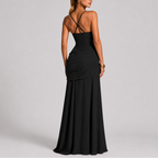 Women's Formal Maxi Dress | Ruched Waist, Square Neckline 1