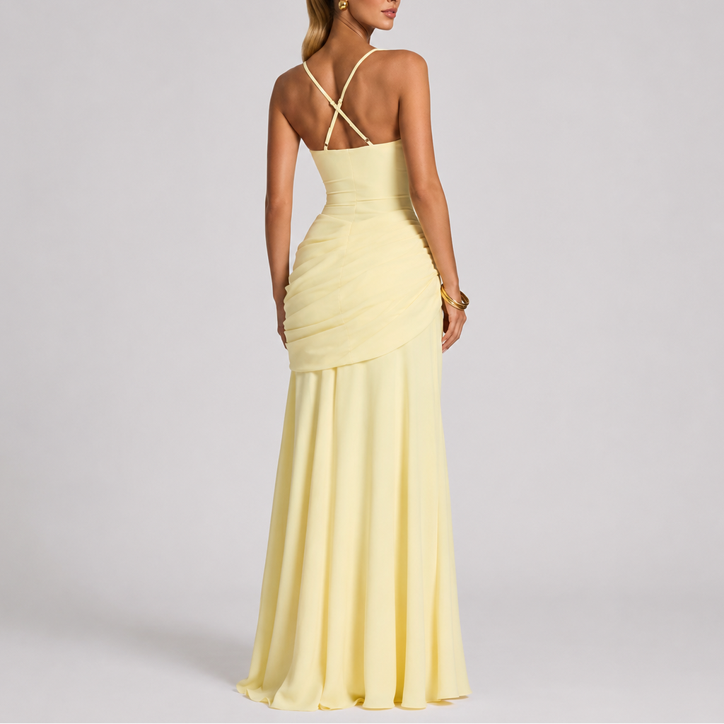 Women's Formal Maxi Dress | Ruched Waist, Square Neckline 3