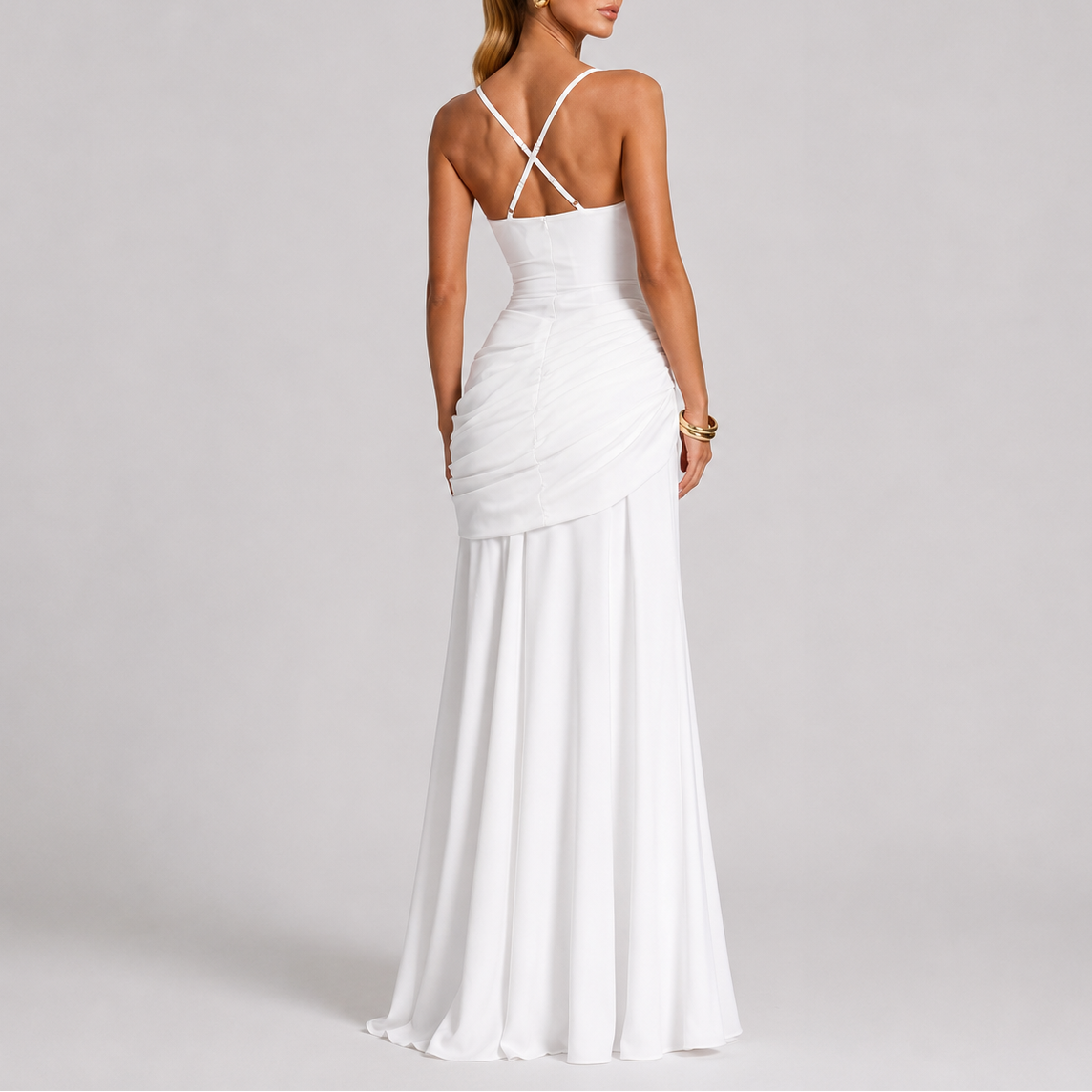 Women's Formal Maxi Dress | Ruched Waist, Square Neckline 5