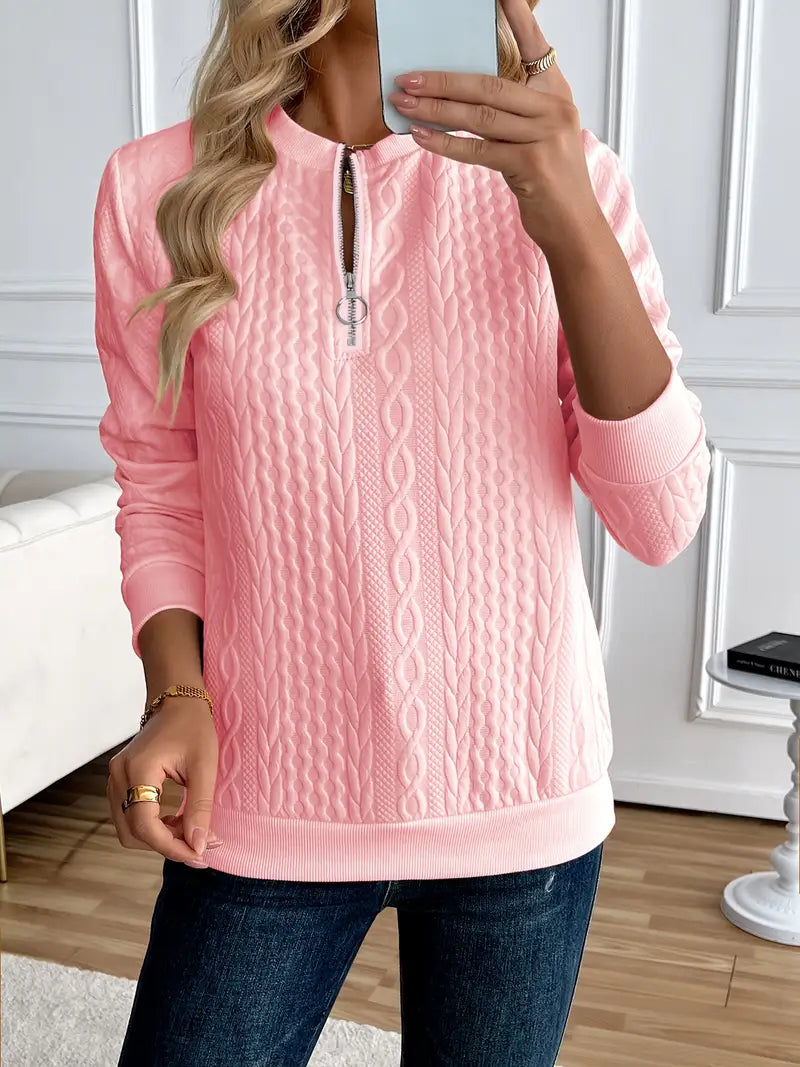 Women's Half Zip Sweatshirt | Soft Cotton-Polyester Blend, Knitted Design 2