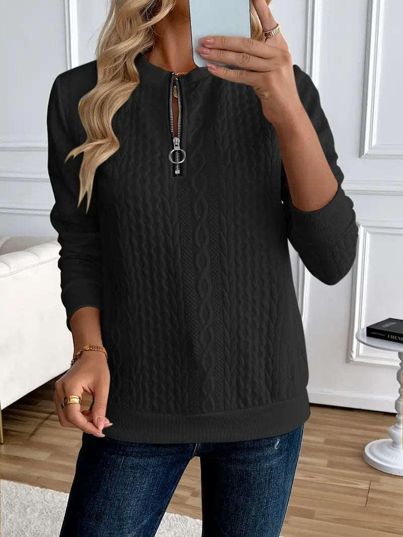 Women's Half Zip Sweatshirt | Soft Cotton-Polyester Blend, Knitted Design 3