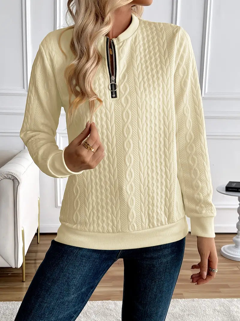 Women's Half Zip Sweatshirt | Soft Cotton-Polyester Blend, Knitted Design 4