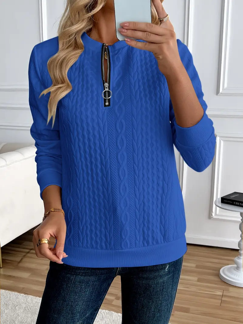 Women's Half Zip Sweatshirt | Soft Cotton-Polyester Blend, Knitted Design 6