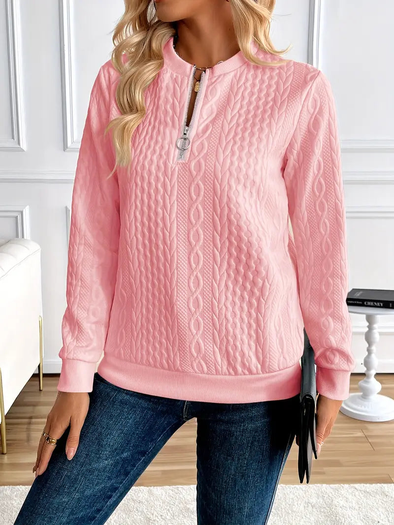 Women's Half Zip Sweatshirt | Soft Cotton-Polyester Blend, Knitted Design 7