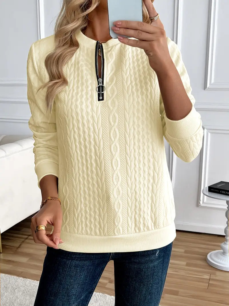 Women's Half Zip Sweatshirt | Soft Cotton-Polyester Blend, Knitted Design 8