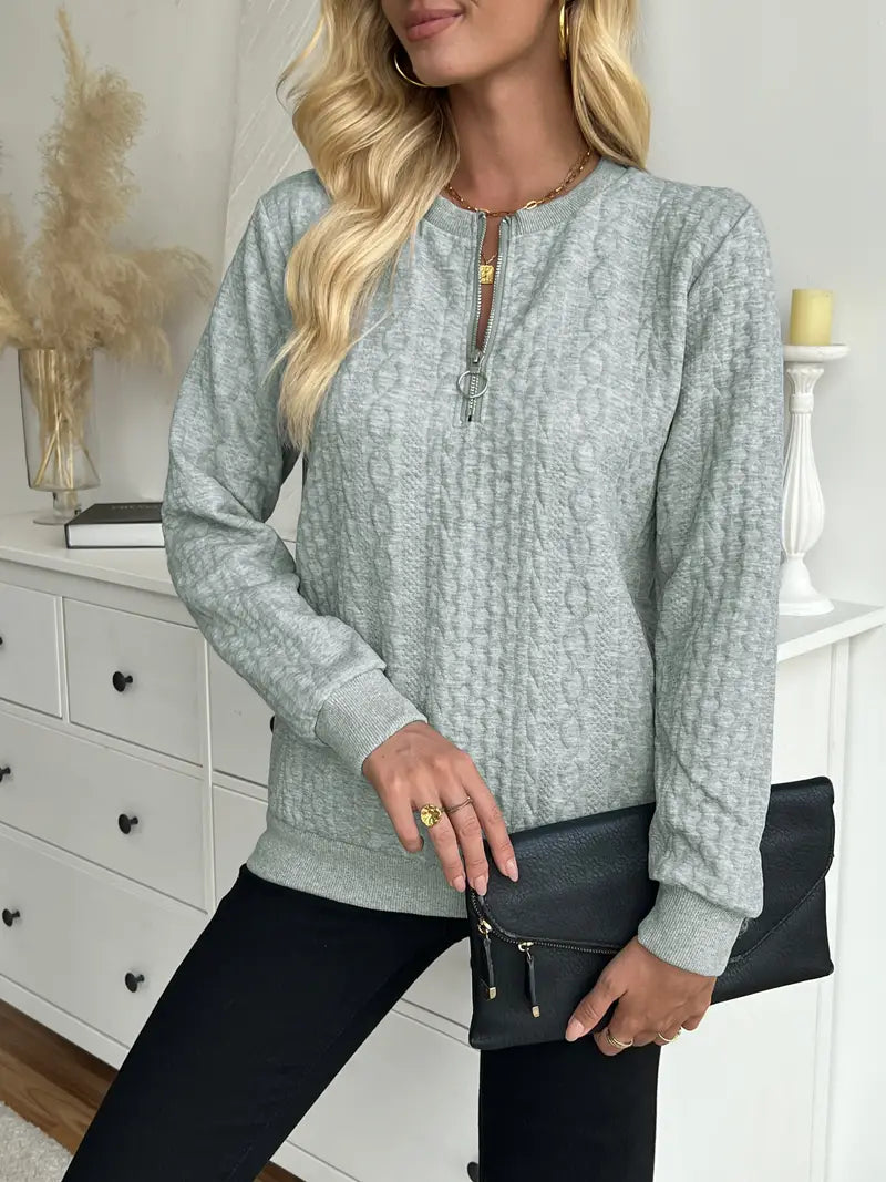Women's Half Zip Sweatshirt | Soft Cotton-Polyester Blend, Knitted Design 9