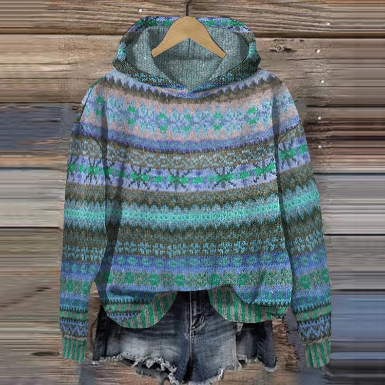 Women's Hoodie | Retro Ethnic Pattern, Relaxed Fit, Comfortable Cotton Blend 1