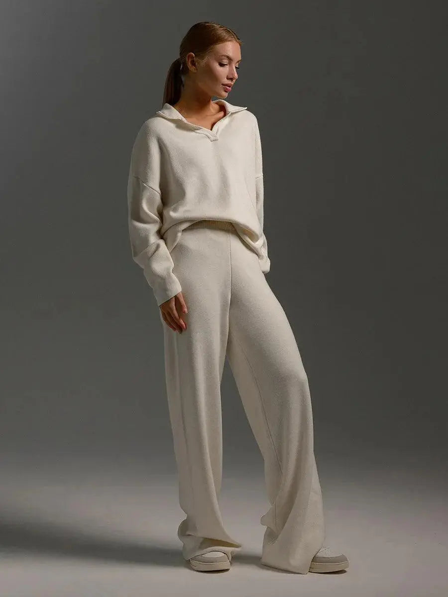 Women's Jogging Set | Cozy Knitted Turtleneck Sweater and Loose-Fit Pants 7