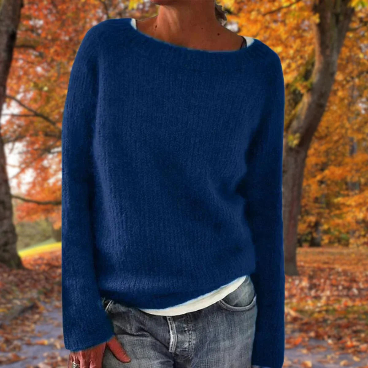 Women's Jumper | Textured Knit, Boat Neck, Relaxed Fit, Long Sleeve 2