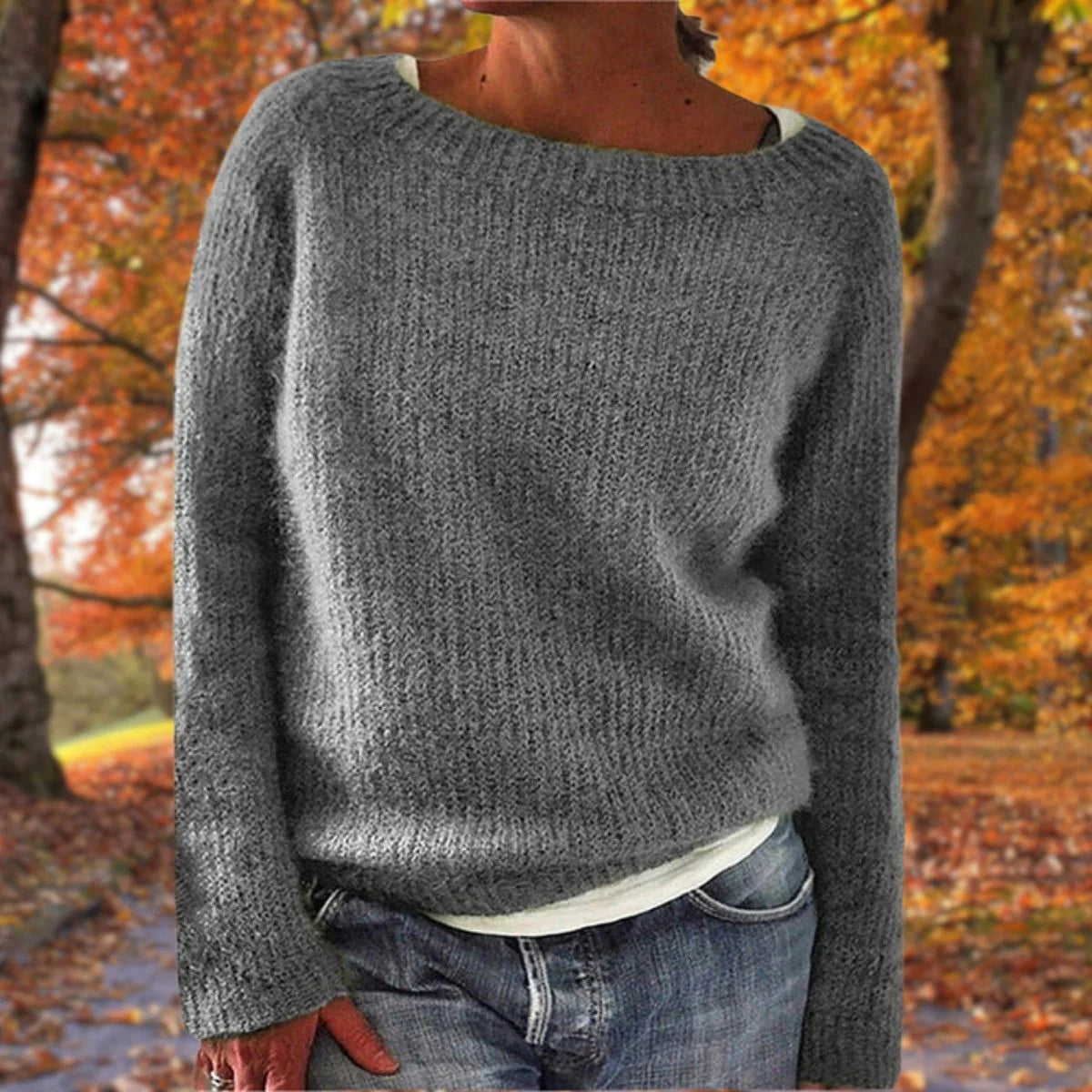 Women's Jumper | Textured Knit, Boat Neck, Relaxed Fit, Long Sleeve 3