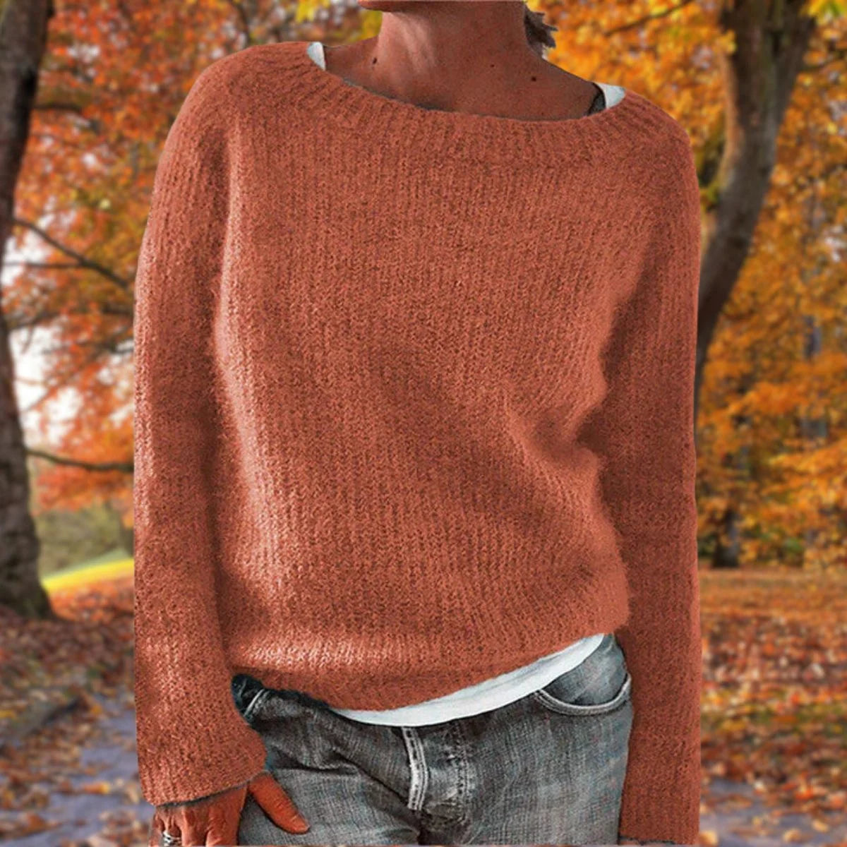 Women's Jumper | Textured Knit, Boat Neck, Relaxed Fit, Long Sleeve 5