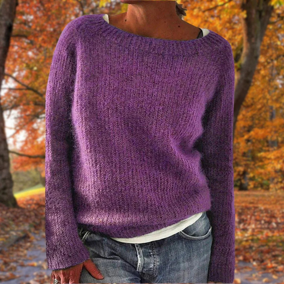 Women's Jumper | Textured Knit, Boat Neck, Relaxed Fit, Long Sleeve 6