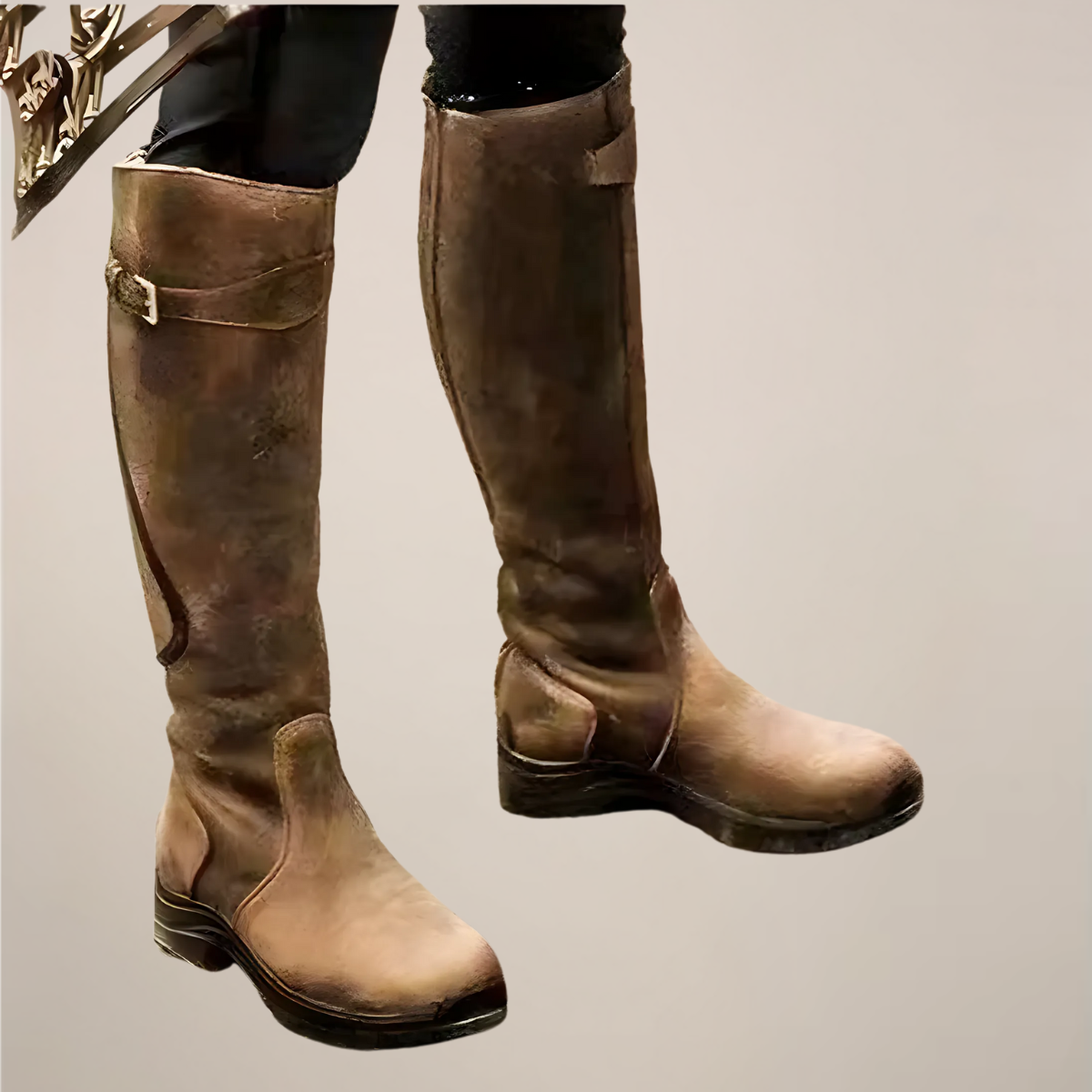Women's Knee High Boots | Synthetic Material, Textured Sole, Side Buckle Detail 2