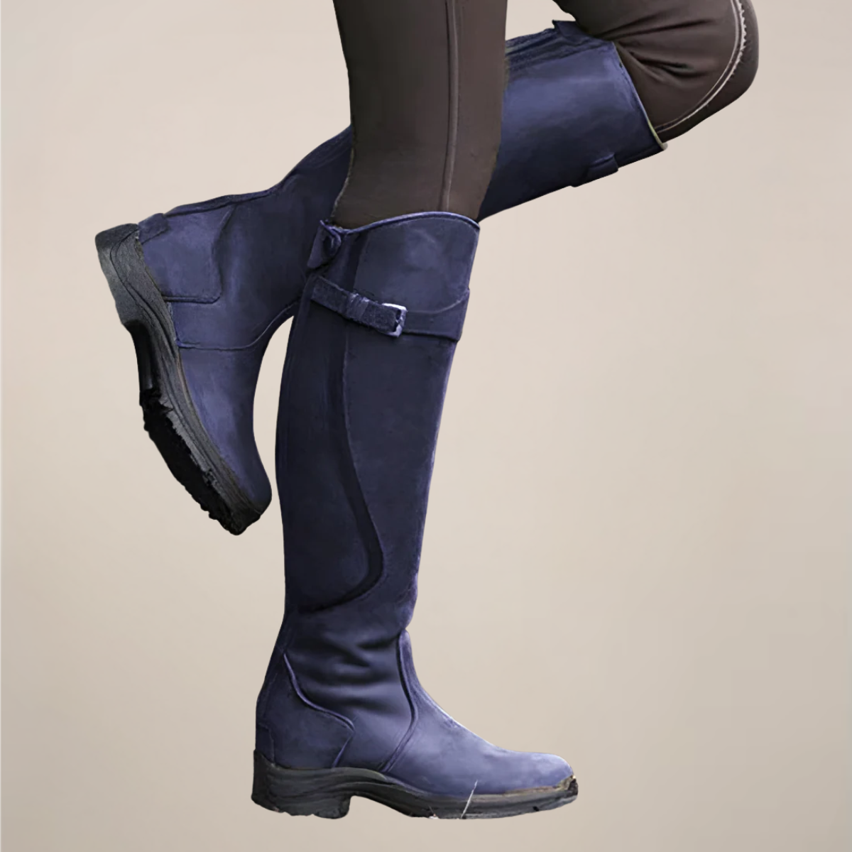 Women's Knee High Boots | Synthetic Material, Textured Sole, Side Buckle Detail 3