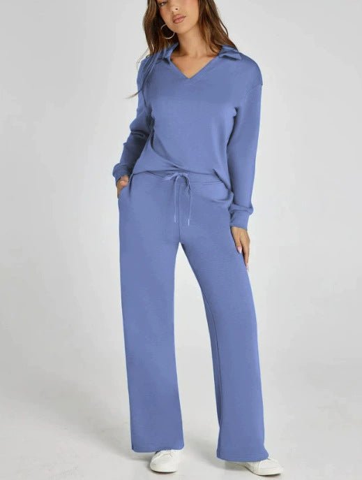 Women's Leisure Set | Regular Fit Zipper Pullover, Wide Pants, Comfortable Casual Outfit 11