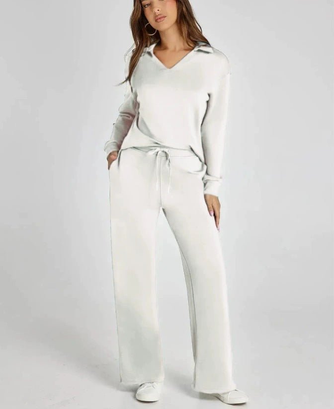 Women's Leisure Set | Regular Fit Zipper Pullover, Wide Pants, Comfortable Casual Outfit 12