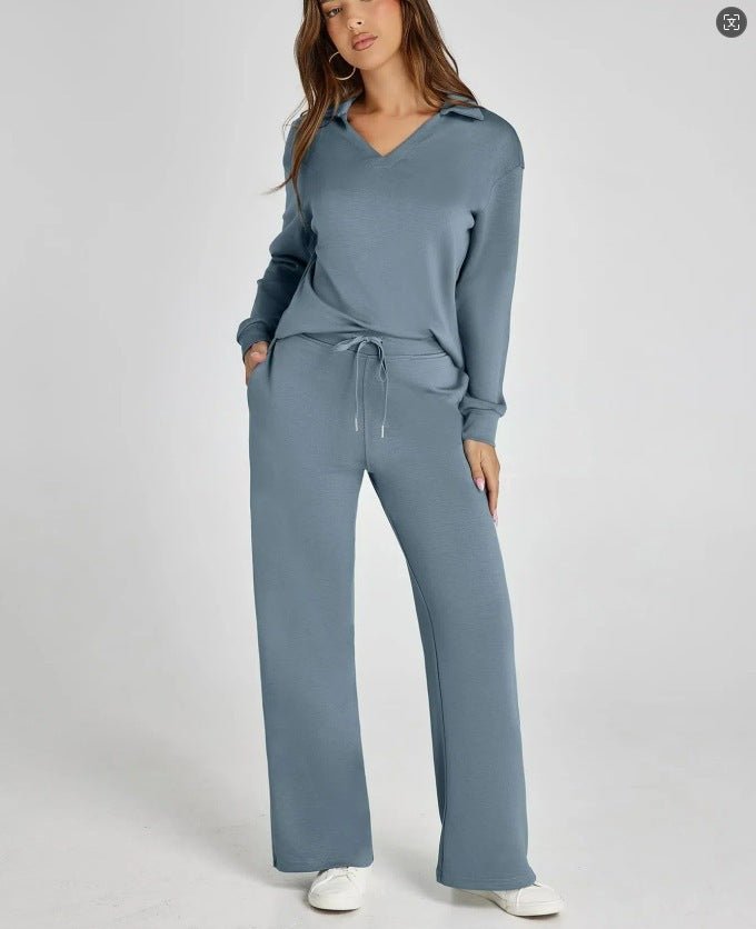 Women's Leisure Set | Regular Fit Zipper Pullover, Wide Pants, Comfortable Casual Outfit 14