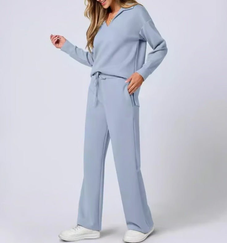 Women's Leisure Set | Regular Fit Zipper Pullover, Wide Pants, Comfortable Casual Outfit 16