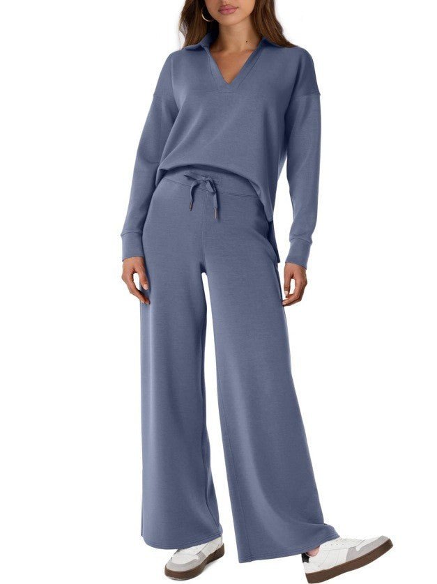 Women's Leisure Set | Regular Fit Zipper Pullover, Wide Pants, Comfortable Casual Outfit 17