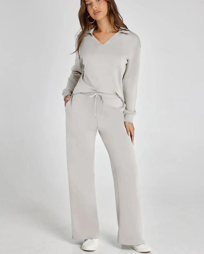Women's Leisure Set | Regular Fit Zipper Pullover, Wide Pants, Comfortable Casual Outfit 4