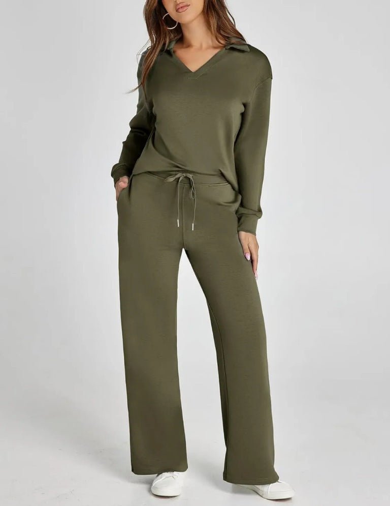 Women's Leisure Set | Regular Fit Zipper Pullover, Wide Pants, Comfortable Casual Outfit 5